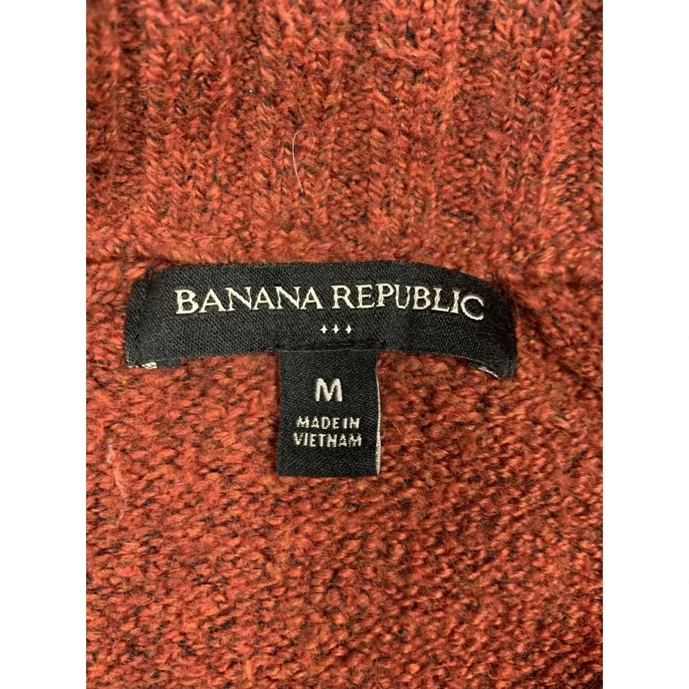 Banana‎ Republic Sweater Mens M Orange Shawl Collar Button Knit Pullover